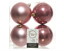 PALLINE DI NATALE ROSA VELVET 10 CM CONFEZIONE 4 PZ