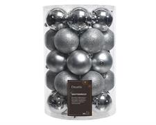 PALLINE DI NATALE ARGENTO 8 CM CONFEZIONE 34 PZ