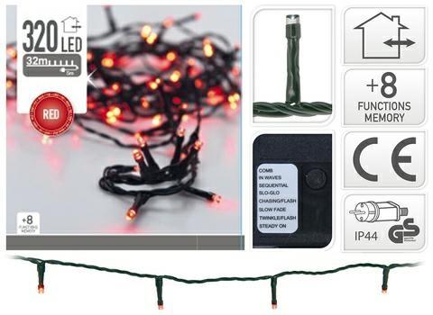 LUCI DI NATALE 320 LED ROSSO 8 GIOCHI