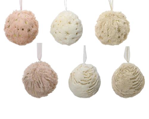 PALLINA DI NATALE PELUCHE 3 COLORI 6 ASSORTITE 8 CM