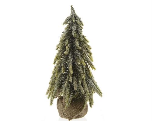 ALBERO DI NATALE INNEVATO CON BASE IN JUTA 27CM