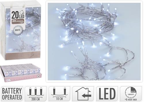 LUCI DI NATALE A BATTERIA 20 LED BIANCO FREDDO