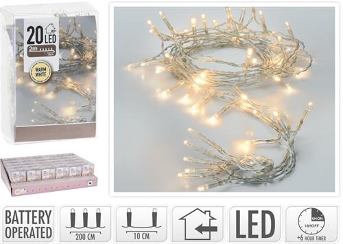 LUCI DI NATALE A BATTERIA 20 LED BIANCO CALDO