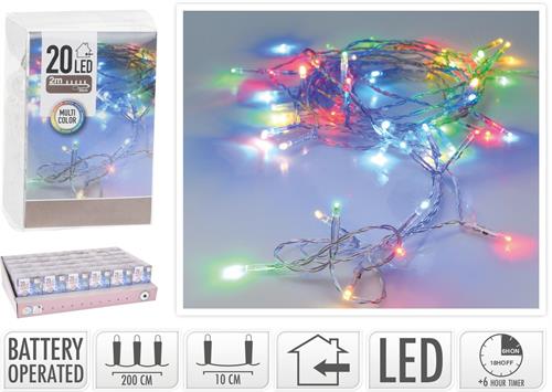 LUCI DI NATALE A BATTERIA 20 LED MULTICOLOR