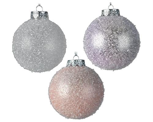 PALLINA DI NATALE EFFETTO GHIACCIATO 3 COLORI ASSORTITI