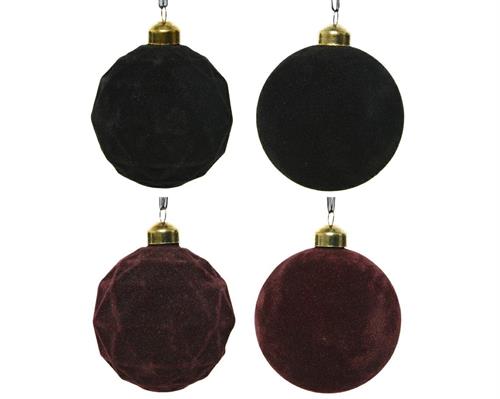 PALLINA DI NATALE VELLUTATA ROSSO/NERO 8 CM