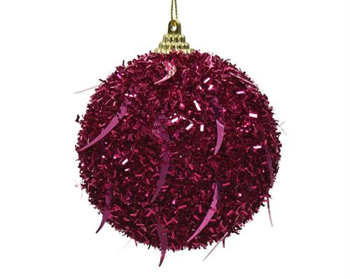 PALLINA DI NATALE FUCSIA CON PAILLETTES 10 CM