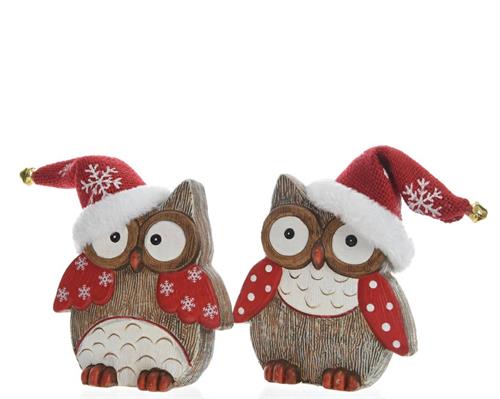 GUFO CON CAPPELLO BABBO NATALE 12X6X19,5CM