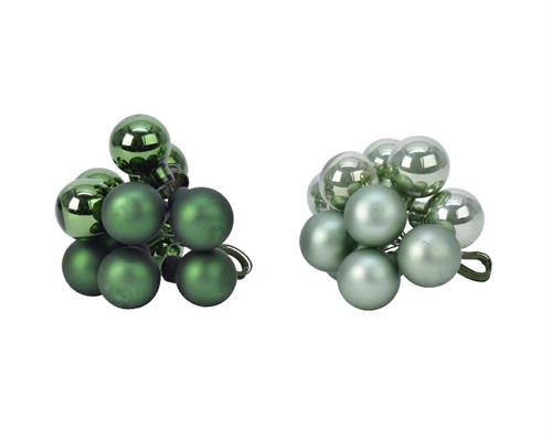 PALLINE DI NATALE A GRAPPOLO VERDE 2 CM 10 PZ