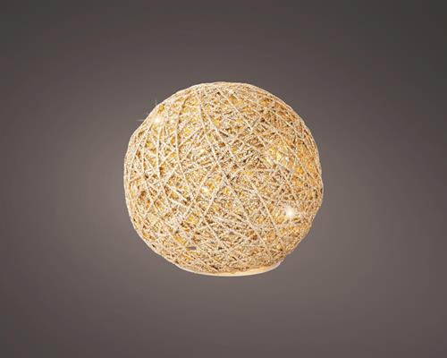 SFERA ORO GLITTER 15CM CON 20 MICROLED BIANCO CALDO