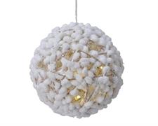 PALLA DI COTONE 15CM CON 10 MICROLED BIANCO CALDO