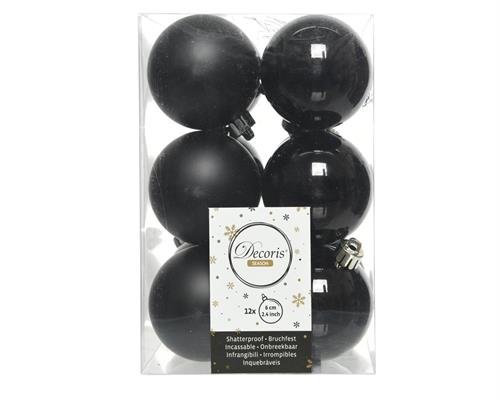 PALLINE DI NATALE NERE 6 CM CONFEZIONE 12 PZ