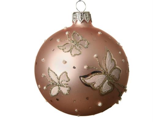 PALLINA PER ALBERO 8CM DECORI FARFALLE ROSA