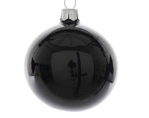 PALLINE DI NATALE NERO LUCIDO 8 CM CONFEZIONE 6 PZ