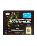 LUCI DI NATALE 400 MICROLED BIANCO CALDO CON FOGLIE VERDI