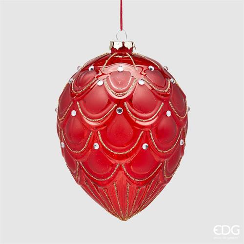 DECORAZIONE PENDENTE UOVO H. 16CM ROSSO