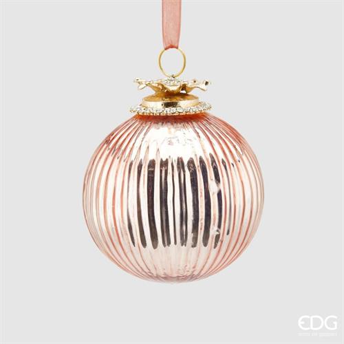 PALLINE DI NATALE VETRO GIOIELLO ROSA 10 CM 6 PZ -EDG-