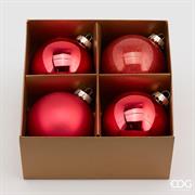 PALLINE DI NATALE ROSSO MIX 10 CM CONFEZIONE 4 PZ