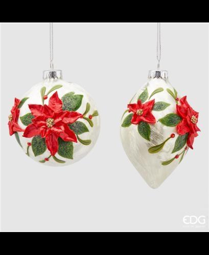 PALLINA DI NATALE VETRO DECORO A RILIEVO 11 CM - EDG-