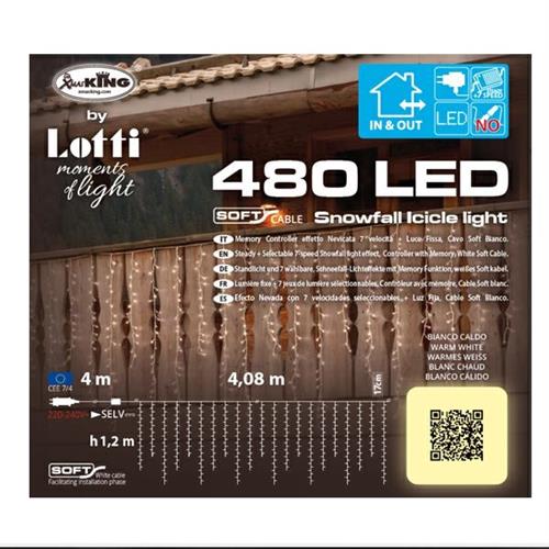 TENDA DI LUCI LED NEVICATA 480 LED BIANCO CALDO