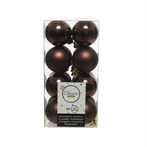 PALLINE DI NATALE MARRONE 4 CM CONFEZIONE 16 PZ