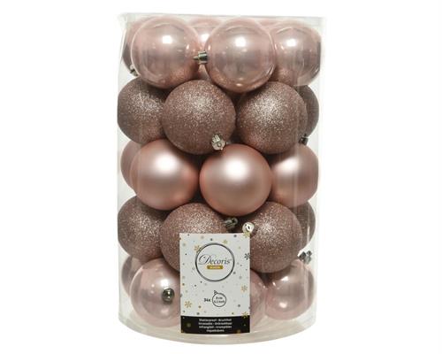 PALLINE DI NATALE ROSA 8 CM CONFEZIONE 34 PZ