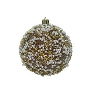 PALLINA DI NATALE ORO DECORO BIANCO 8 CM