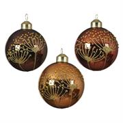 PALLINA PER ALBERO IN VETRO 8CM RAME CON DECORI ORO