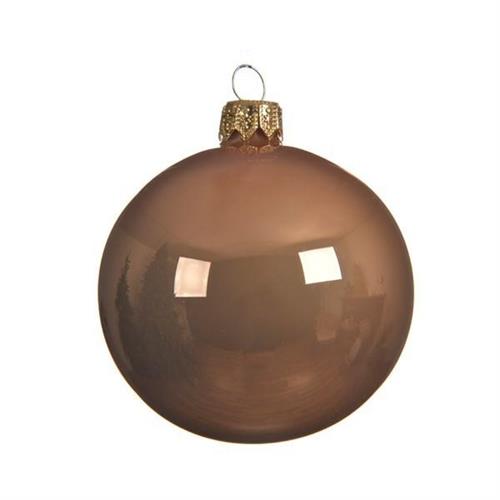 PALLINE DI NATALE CAMMELLO LUCIDO 10 CM CONFEZIONE 4 PZ