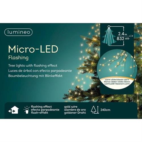 LUCI DI NATALE A FASCIO 832 MICROLED BIANCO CALDO/FREDDO