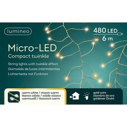 CATENA LUCI MICROLED 600CM 480 LED LUCE BIANCO FREDDO/CALDO