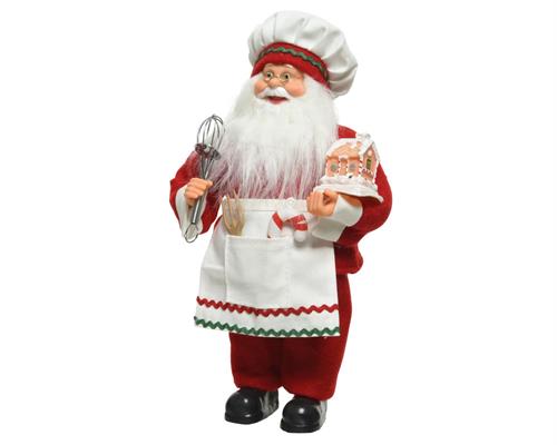 BABBO NATALE CUOCO 30CM ROSSO/BIANCO