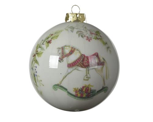 PALLINA DI NATALE CON DECORO CAVALLO A DONDOLO 8CM