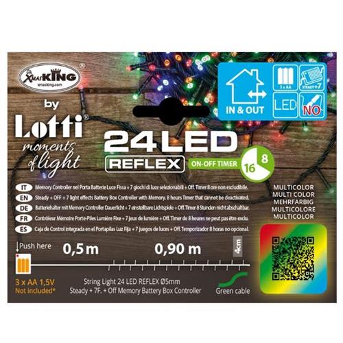 LUCI DI NATALE A BATTERIA 24 LED MULTICOLOR