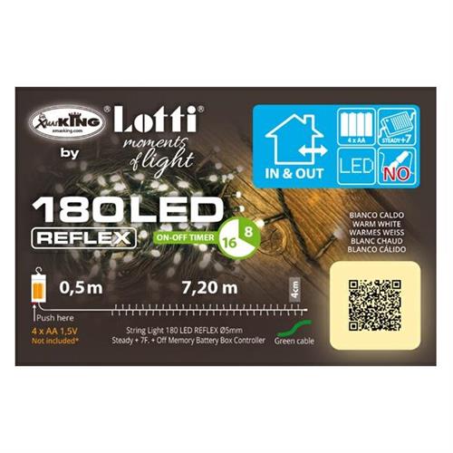 LUCI DI NATALE A BATTERIA 180 LED BIANCO CALDO