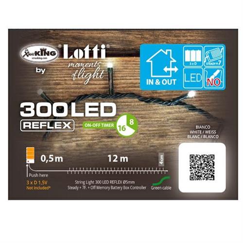 LUCI DI NATALE A BATTERIA 300 LED BIANCO FREDDO