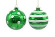 PALLINA DI NATALE VETRO VERDE RIGHE/POIS 10 CM