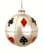 PALLINA PER ALBERO IN VETRO 10CM ARGENTO CON DECORO POKER