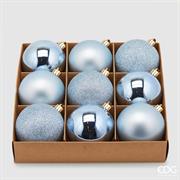 PALLINE DI NATALE CELESTE ASSORTITE 8 CM CONFEZIONE 9 PZ - EDG-