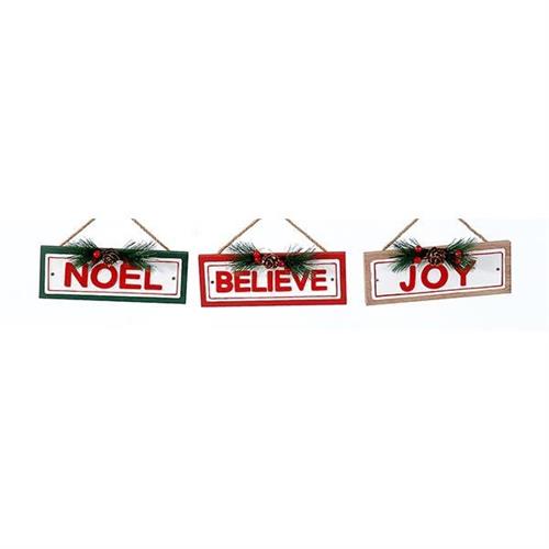 SCRITTA DA APPENDERE 17 CM NOEL/BELIEVE/JOY