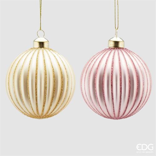 PALLINA DI NATALE VETRO 2 ASSORTTE ORO ROSA -EDG-