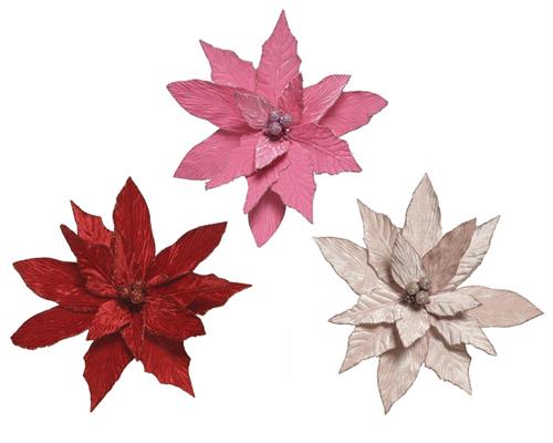 FIORE DECORATIVO IN VELLUTO CHAMAPGNE/ROSA/ROSSO 50 CM