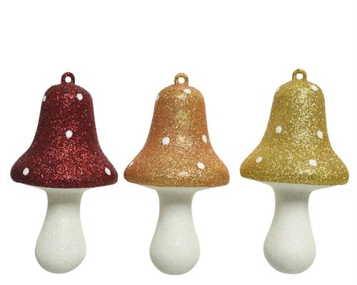 FUNGO DA APPENDERE 11,4 CM ORO/RAME/ROSSO GLITTER