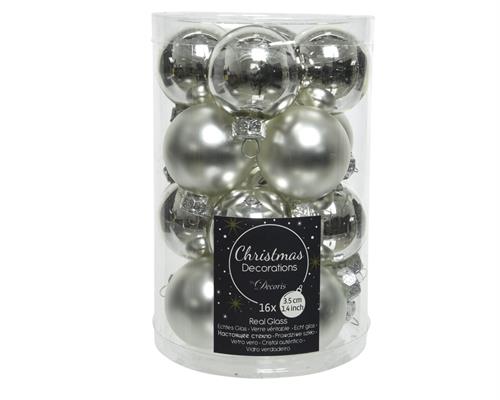 PALLINE DI NATALE ARGENTO 3,5 CM CONFEZIONE 16 PZ