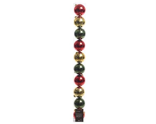 PALLINE DI NATALE ROSSO-ORO-VERDE 6 CM CONFEZIONE 10 PZ