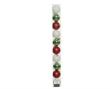 PALLINE DI NATALE ROSSO-BIANCO-VERDE 6 CM CONFEZIONE 10 PZ