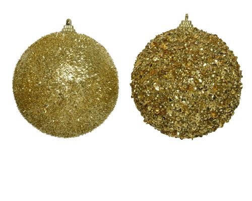 PALLINA DI NATALE ORO GLITTERATA 2 ASSORTITE 12 CM