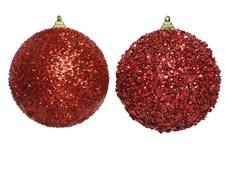 PALLINA DI NATALE ROSSA GLITTERATA 2 ASSORTITE 12 CM