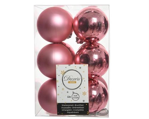 PALLINE DI NATALE ROSA 6 CM CONFEZIONE 12 PZ