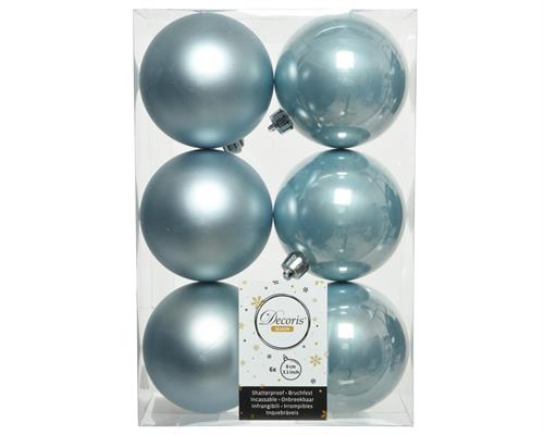 PALLINE DI NATALE CELESTI 8 CM CONFEZIONE 6 PZ